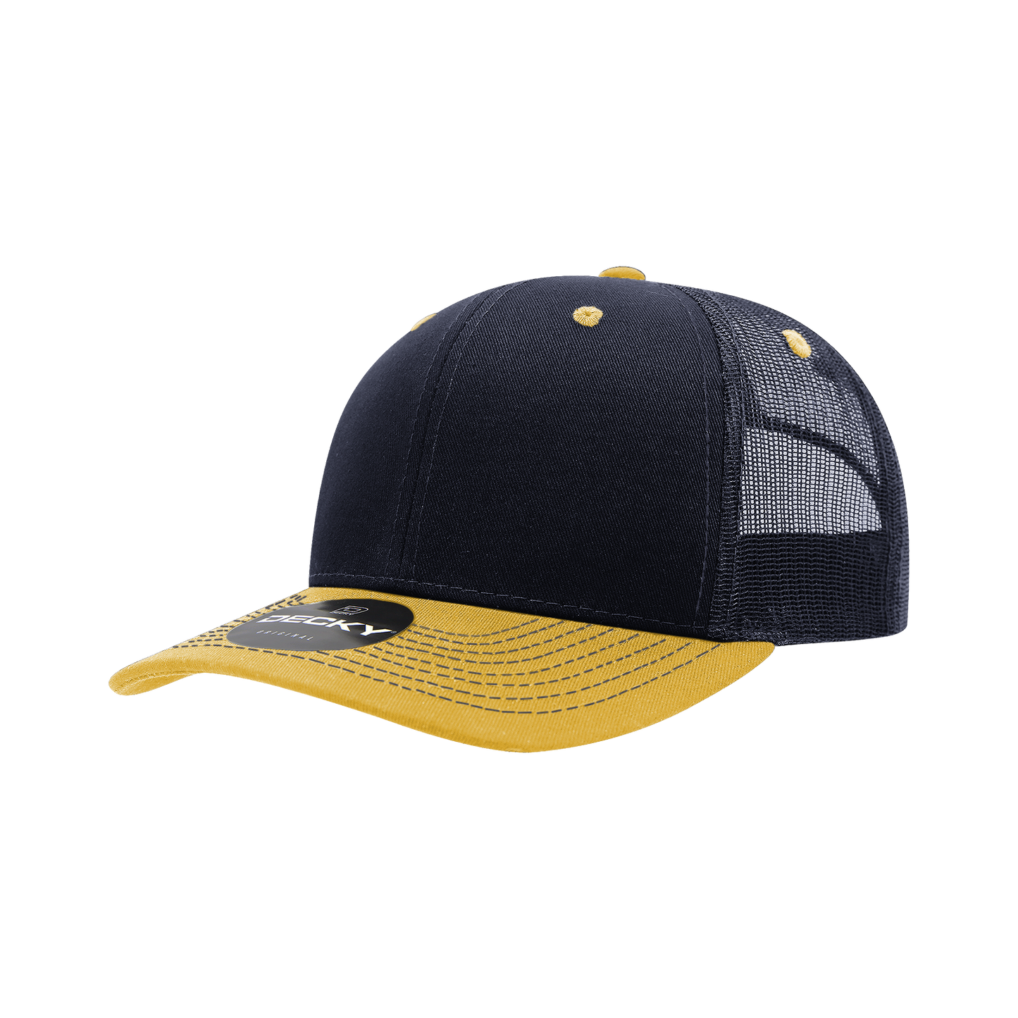 Decky-6031-6 Panel Mid Profile Structured Contra-Stitch Trucker