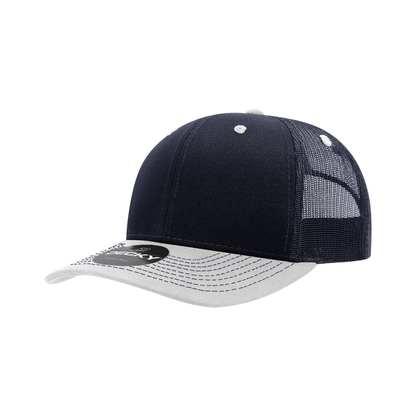 Decky-6031-6 Panel Mid Profile Structured Contra-Stitch Trucker