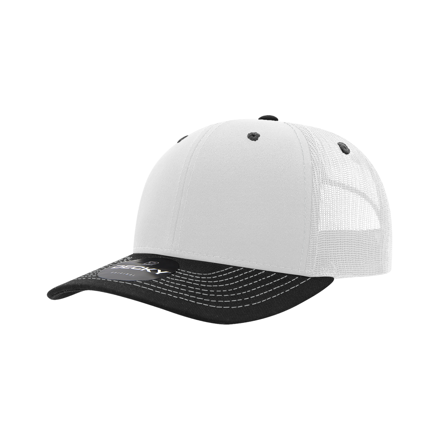 Decky-6031-6 Panel Mid Profile Structured Contra-Stitch Trucker