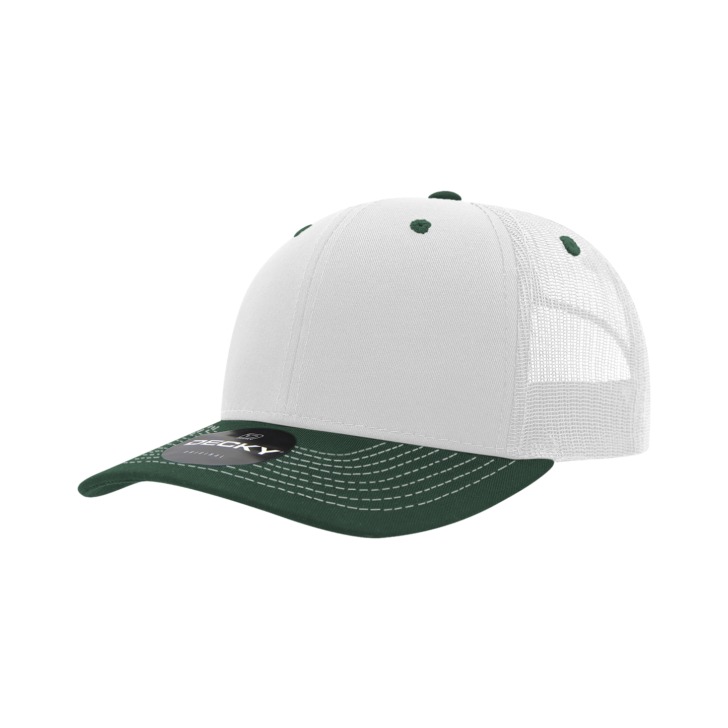 Decky-6031-6 Panel Mid Profile Structured Contra-Stitch Trucker