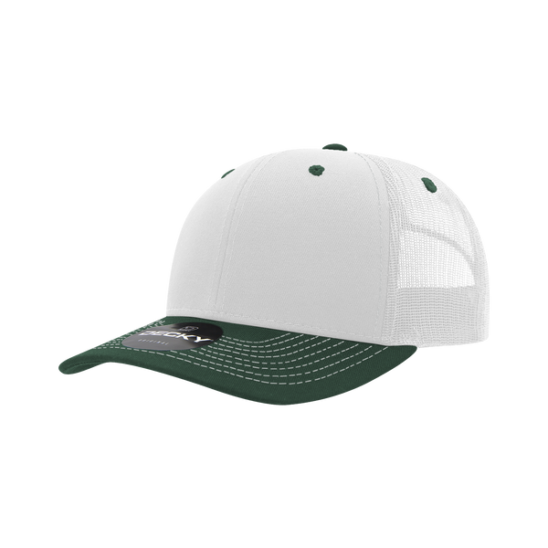 Decky-6031-6 Panel Mid Profile Structured Contra-Stitch Trucker - White/Forest