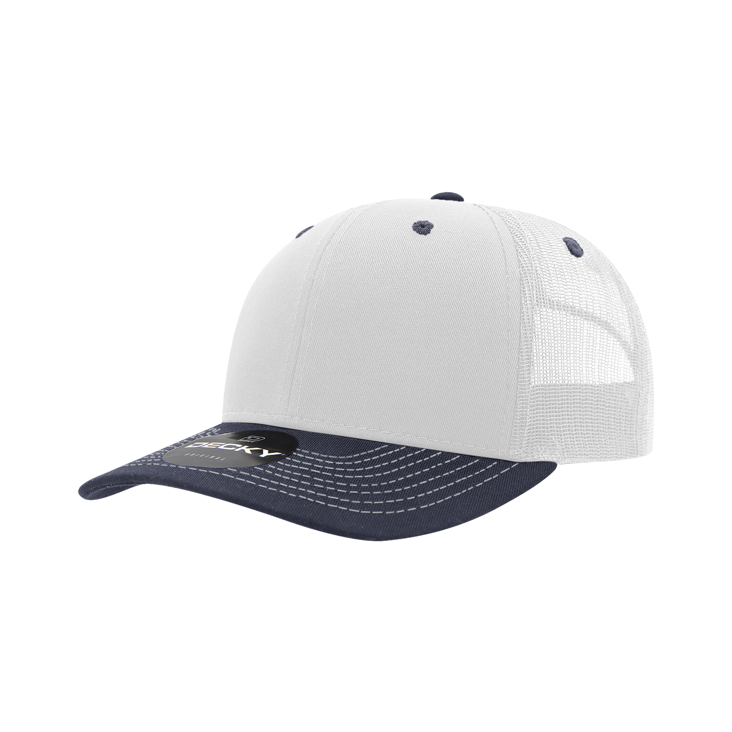 Decky-6031-6 Panel Mid Profile Structured Contra-Stitch Trucker