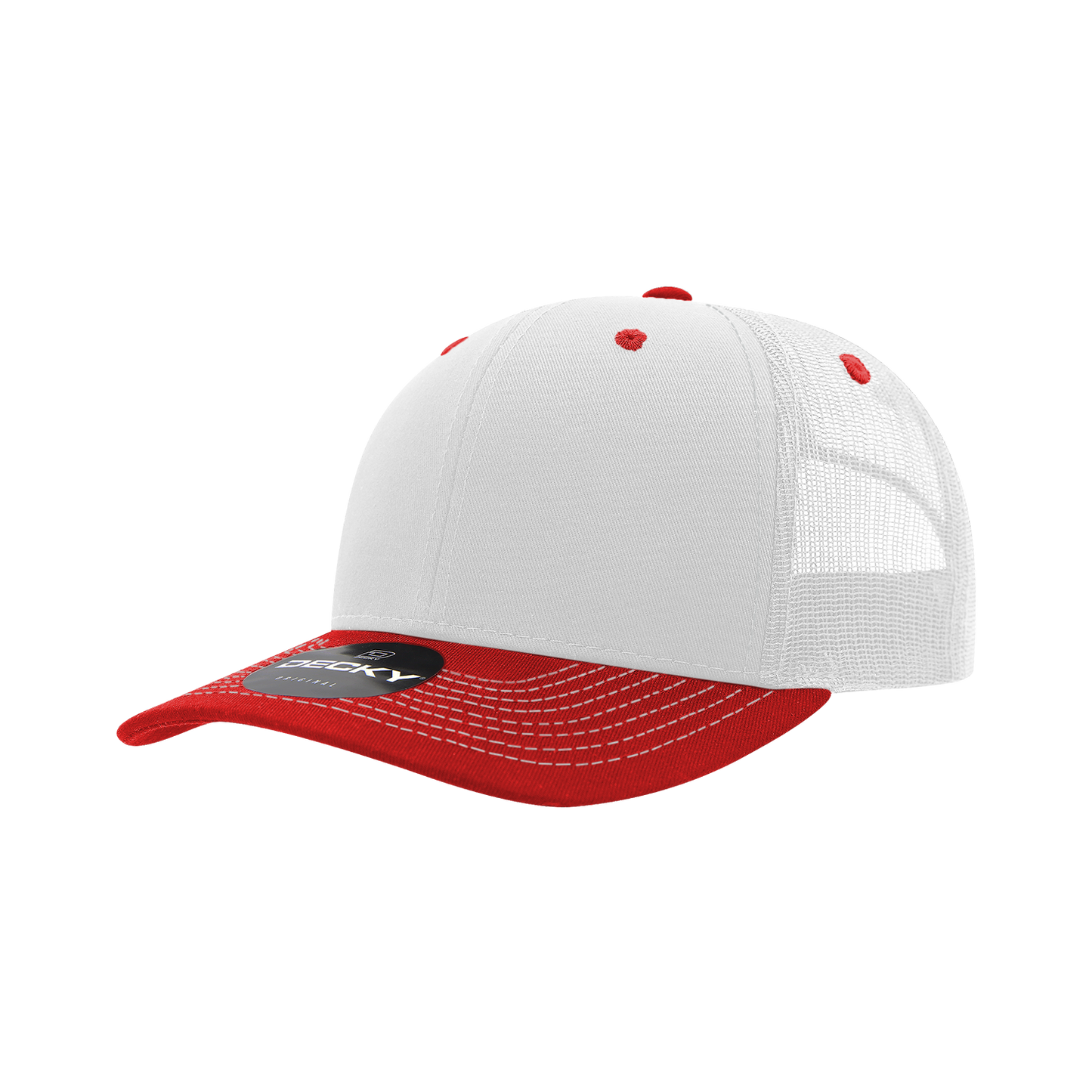 Decky-6031-6 Panel Mid Profile Structured Contra-Stitch Trucker
