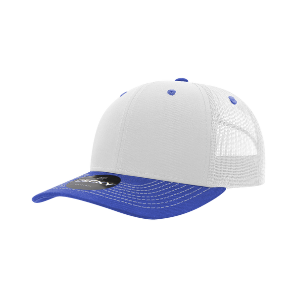 Decky-6031-6 Panel Mid Profile Structured Contra-Stitch Trucker - White/Royal