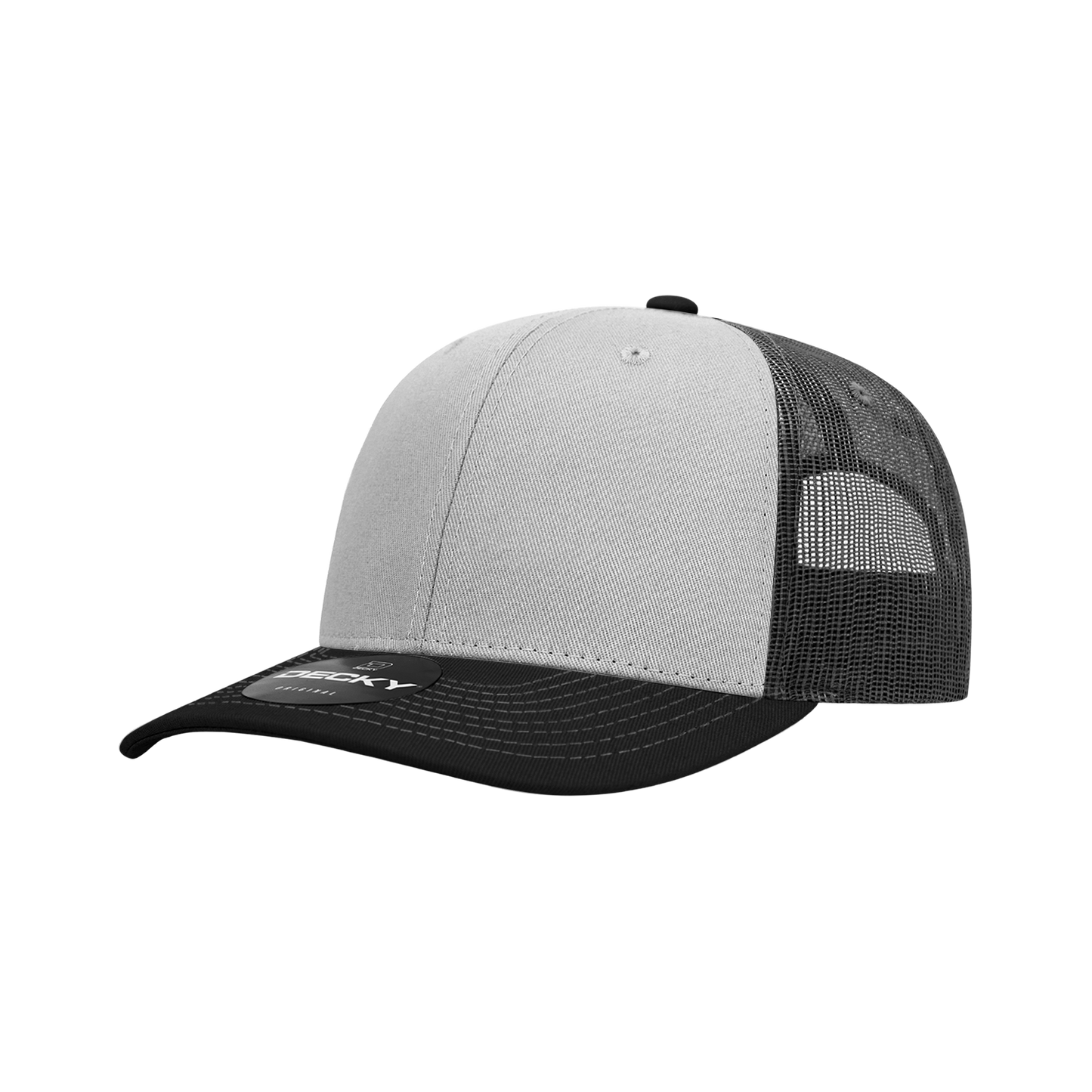 Decky-6031-6 Panel Mid Profile Structured Contra-Stitch Trucker