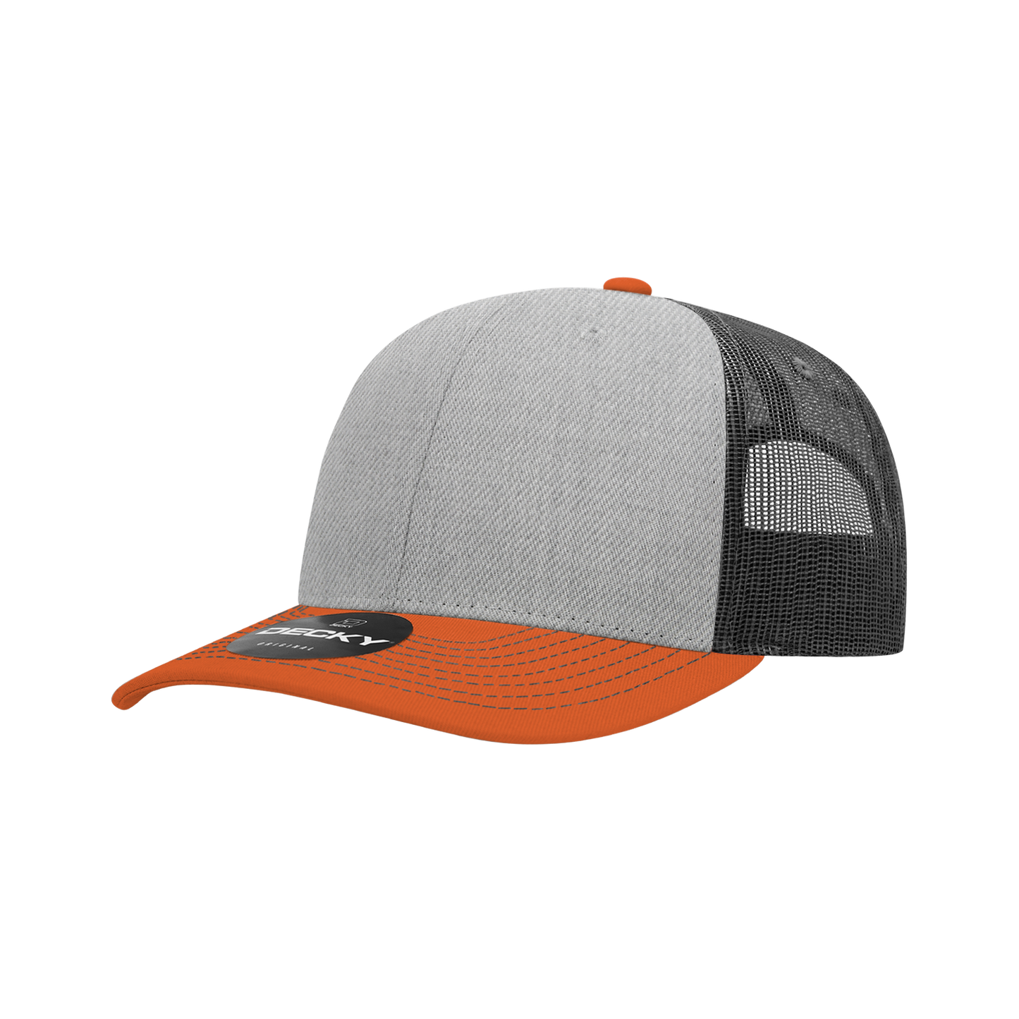 Decky-6031-6 Panel Mid Profile Structured Contra-Stitch Trucker