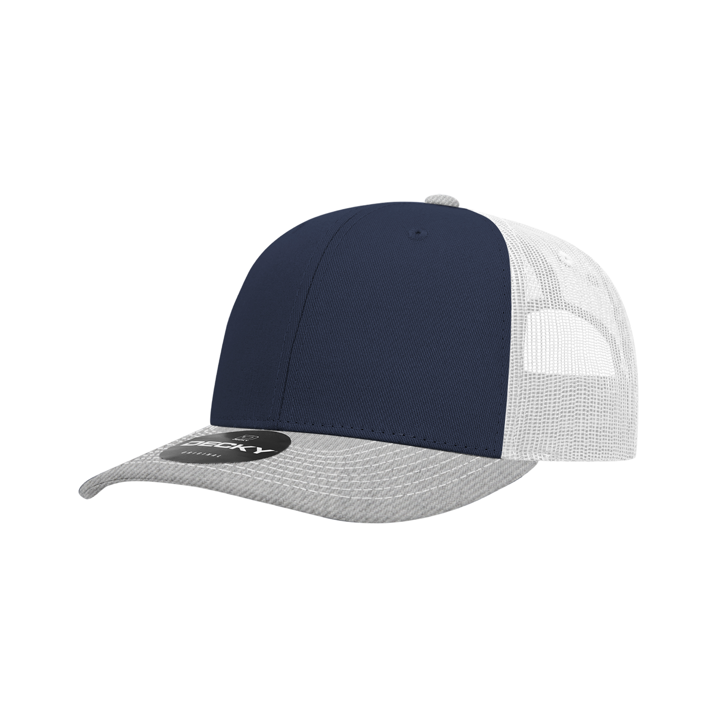 Decky-6031-6 Panel Mid Profile Structured Contra-Stitch Trucker