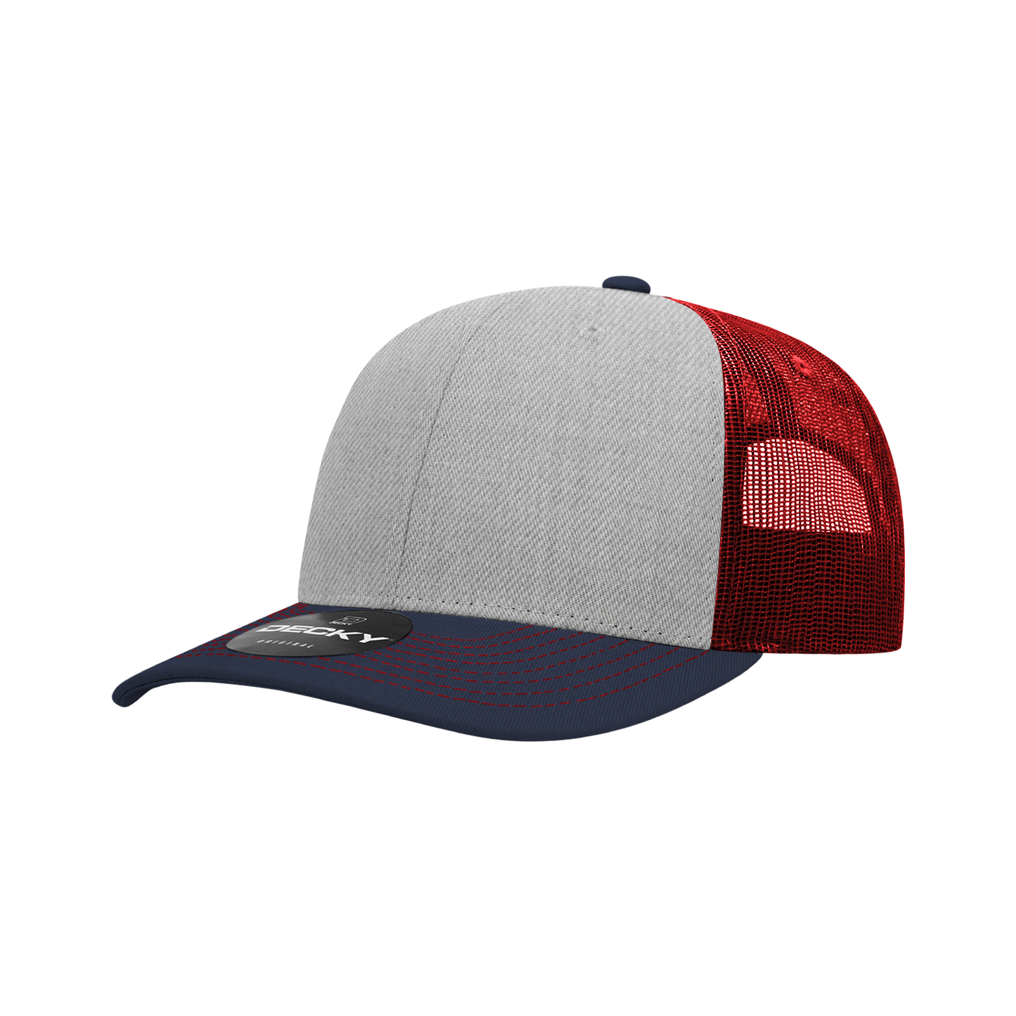 Decky-6031-6 Panel Mid Profile Structured Contra-Stitch Trucker