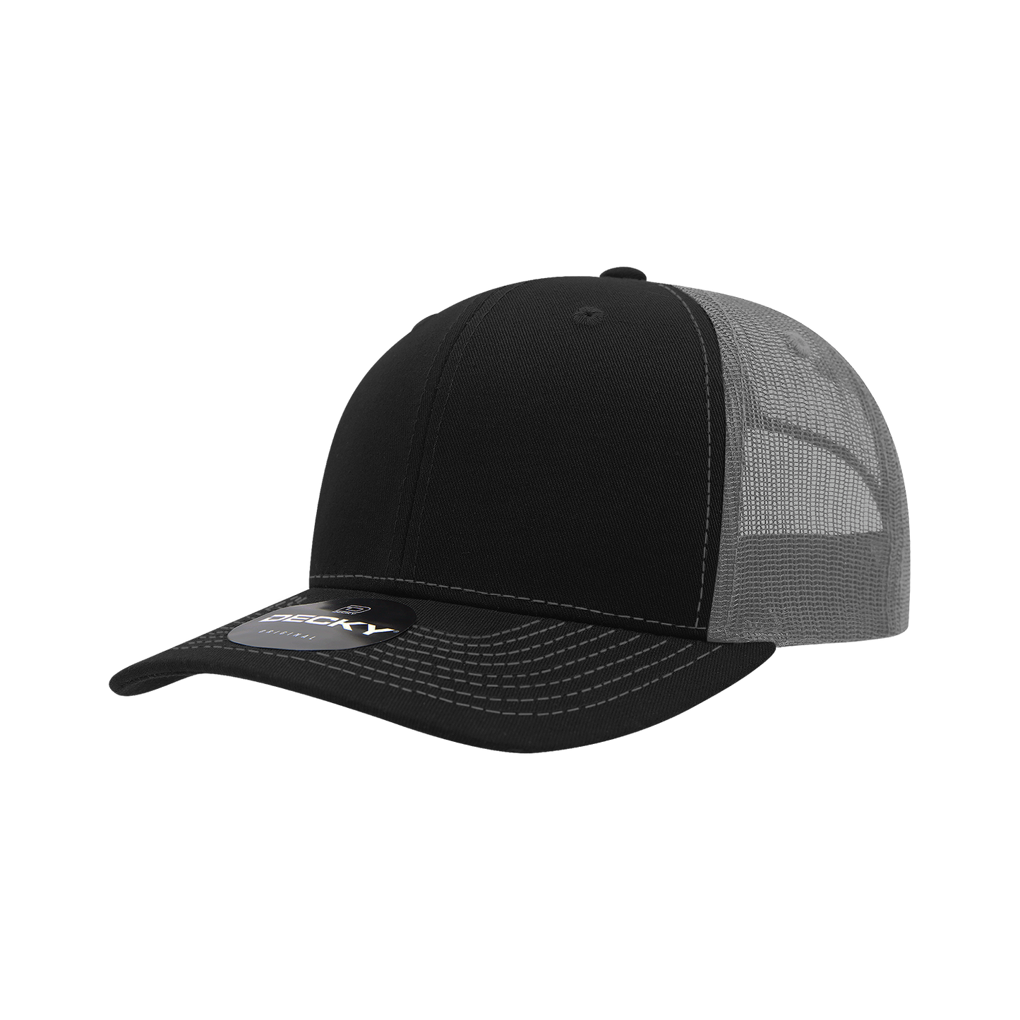 Decky-6031-6 Panel Mid Profile Structured Contra-Stitch Trucker
