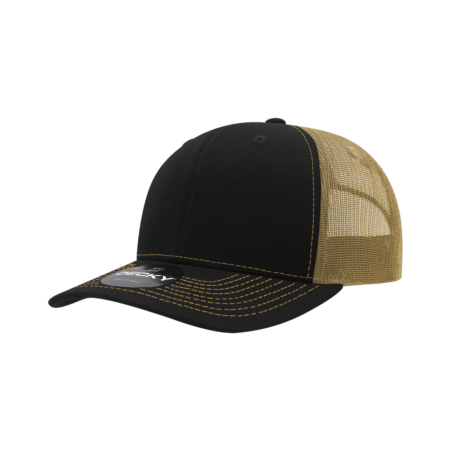 Decky-6031-6 Panel Mid Profile Structured Contra-Stitch Trucker