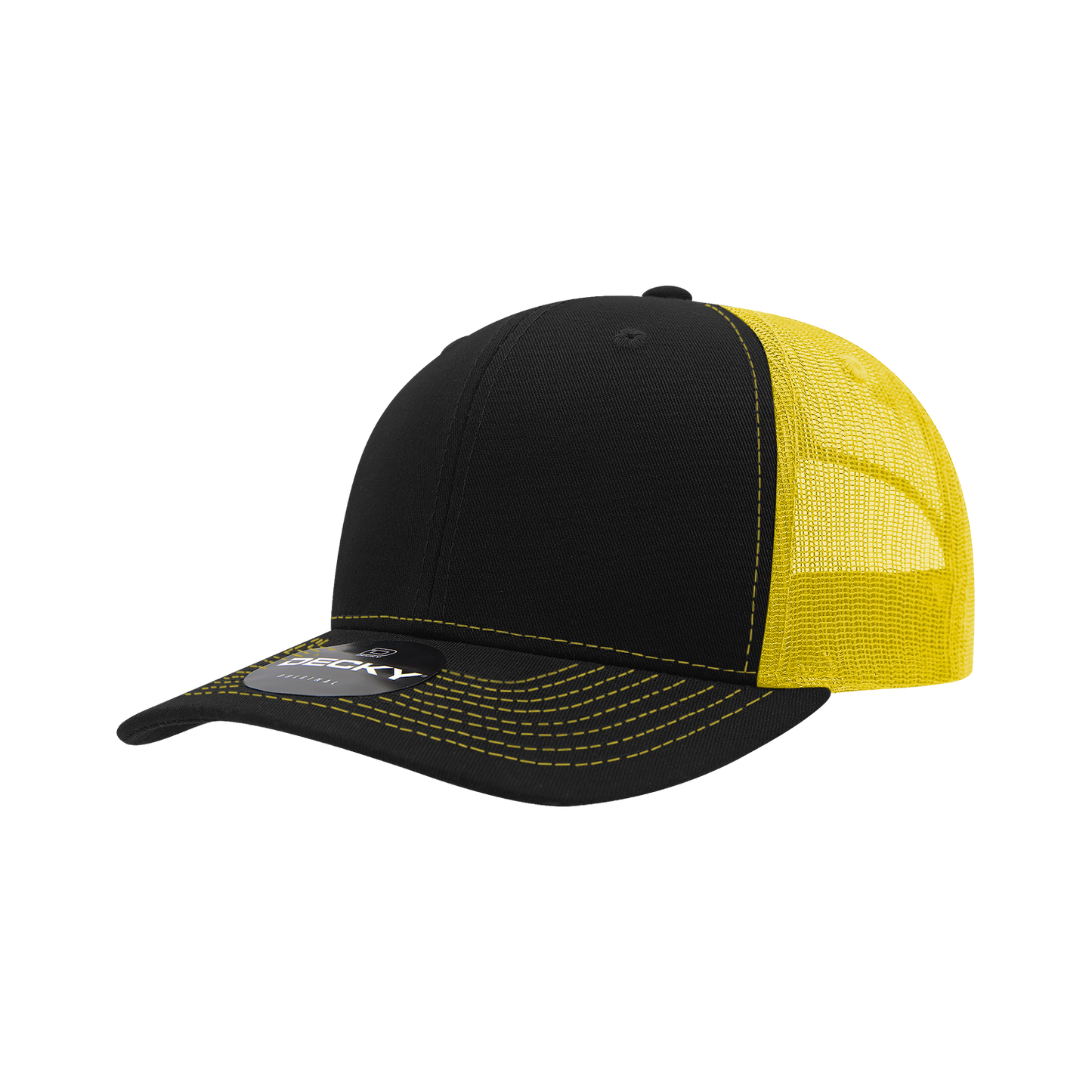 Decky-6031-6 Panel Mid Profile Structured Contra-Stitch Trucker