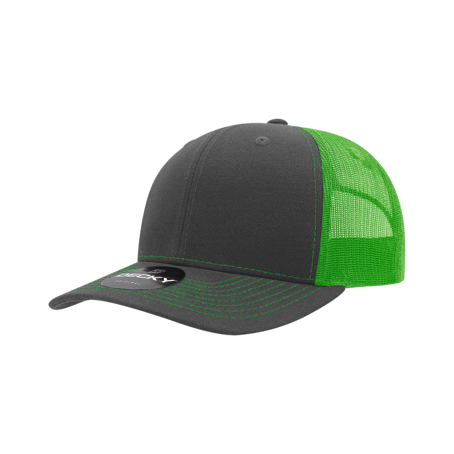 Decky-6031-6 Panel Mid Profile Structured Contra-Stitch Trucker