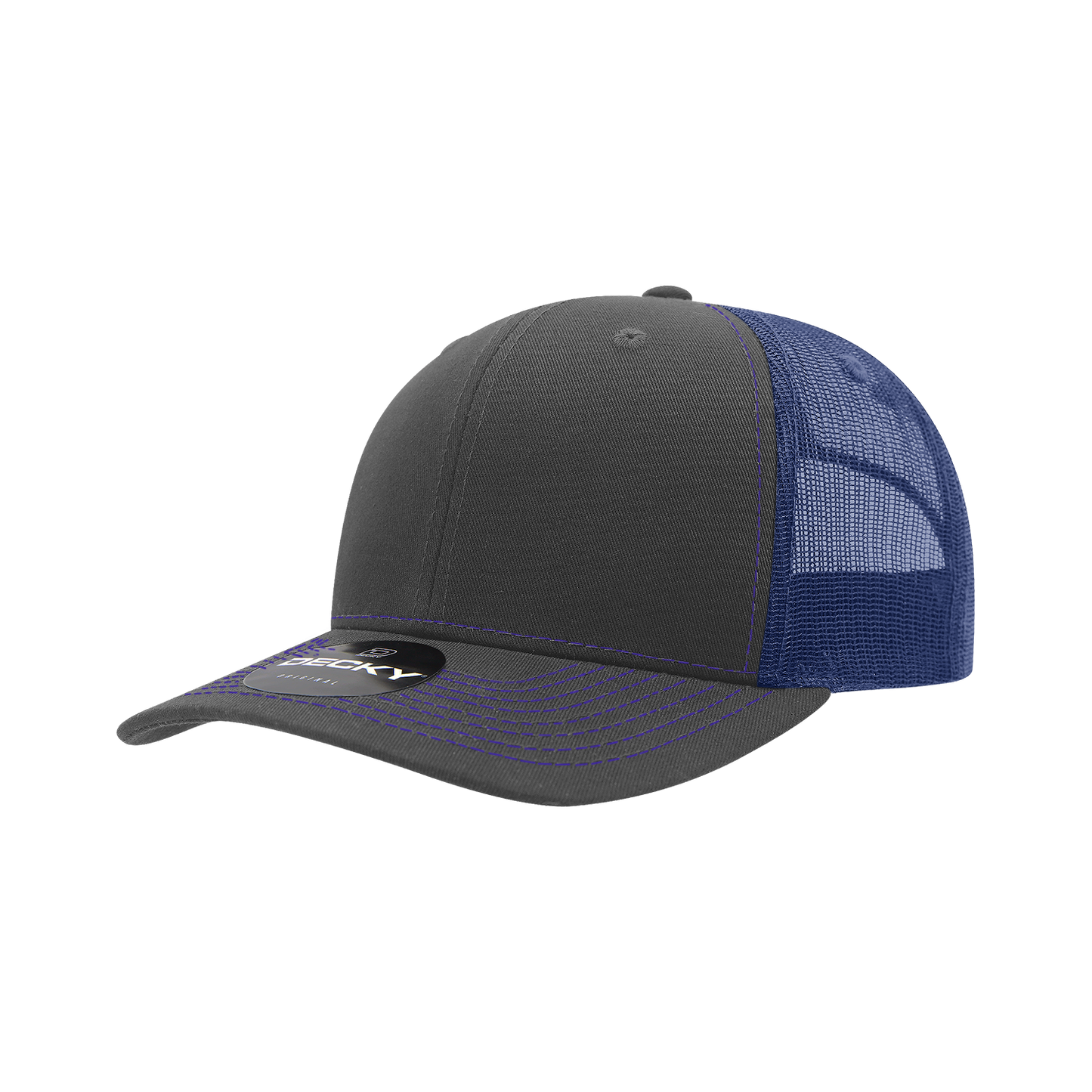 Decky-6031-6 Panel Mid Profile Structured Contra-Stitch Trucker