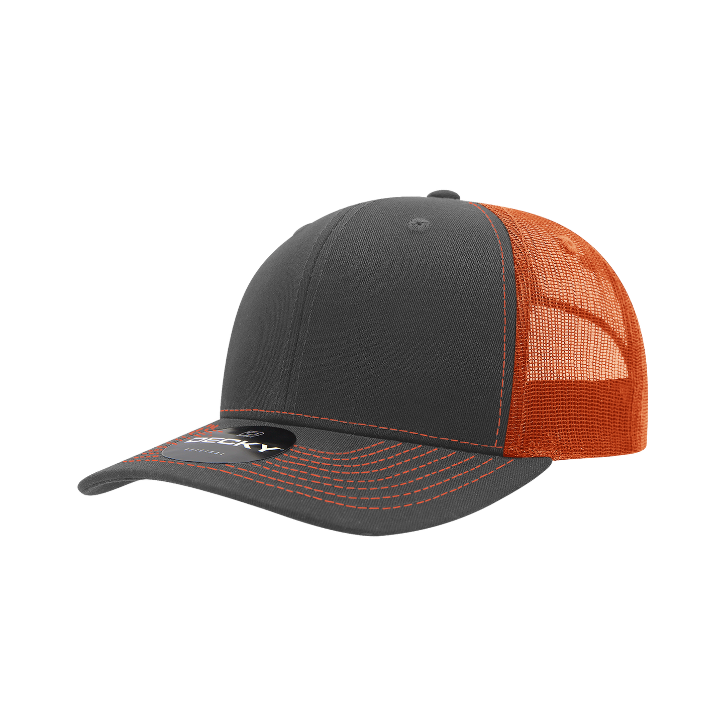 Decky-6031-6 Panel Mid Profile Structured Contra-Stitch Trucker