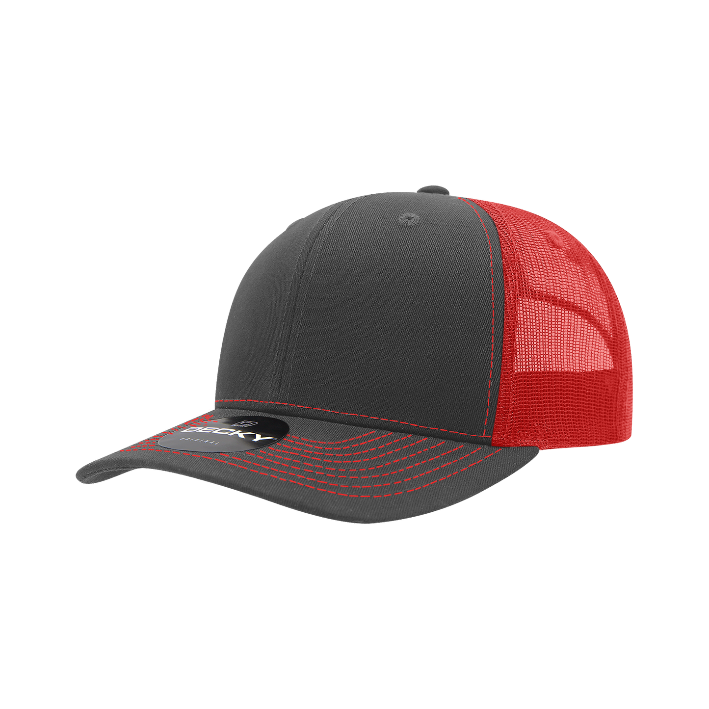 Decky-6031-6 Panel Mid Profile Structured Contra-Stitch Trucker