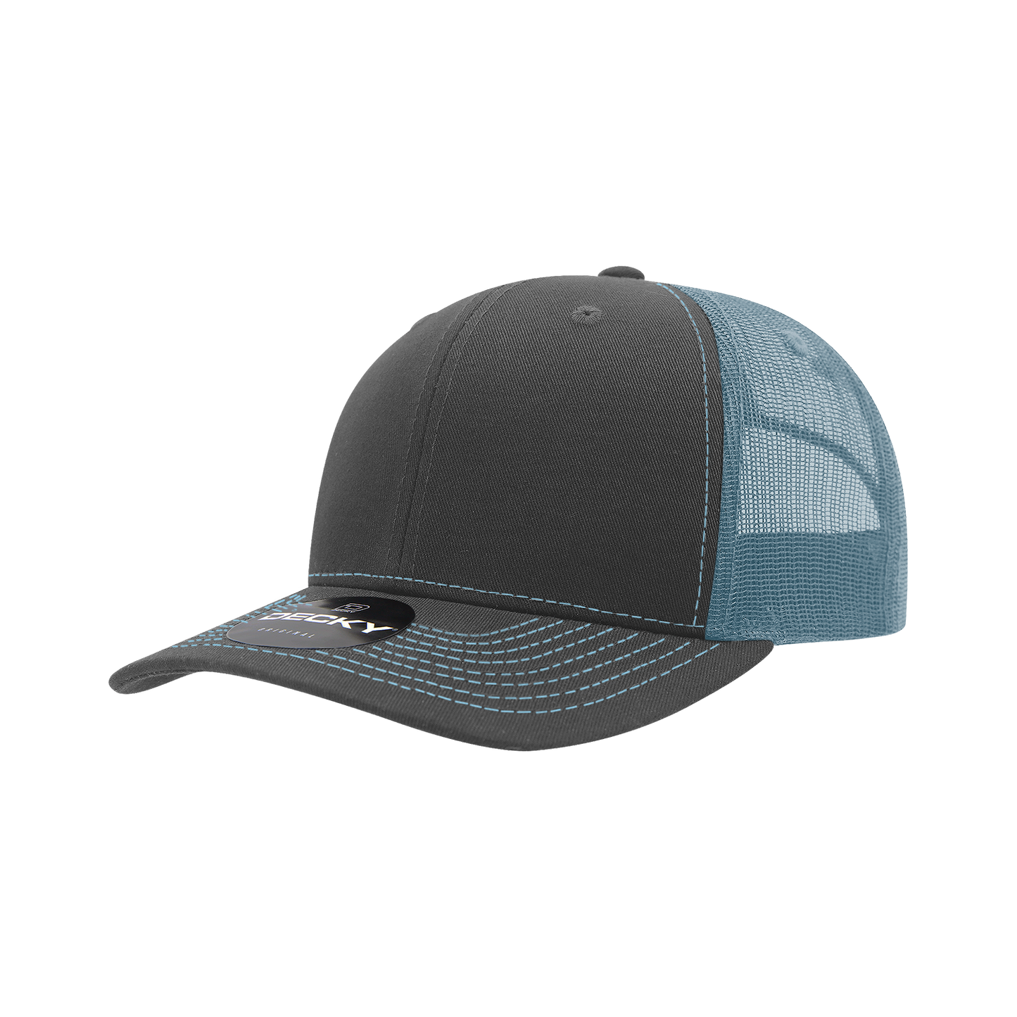 Decky-6031-6 Panel Mid Profile Structured Contra-Stitch Trucker