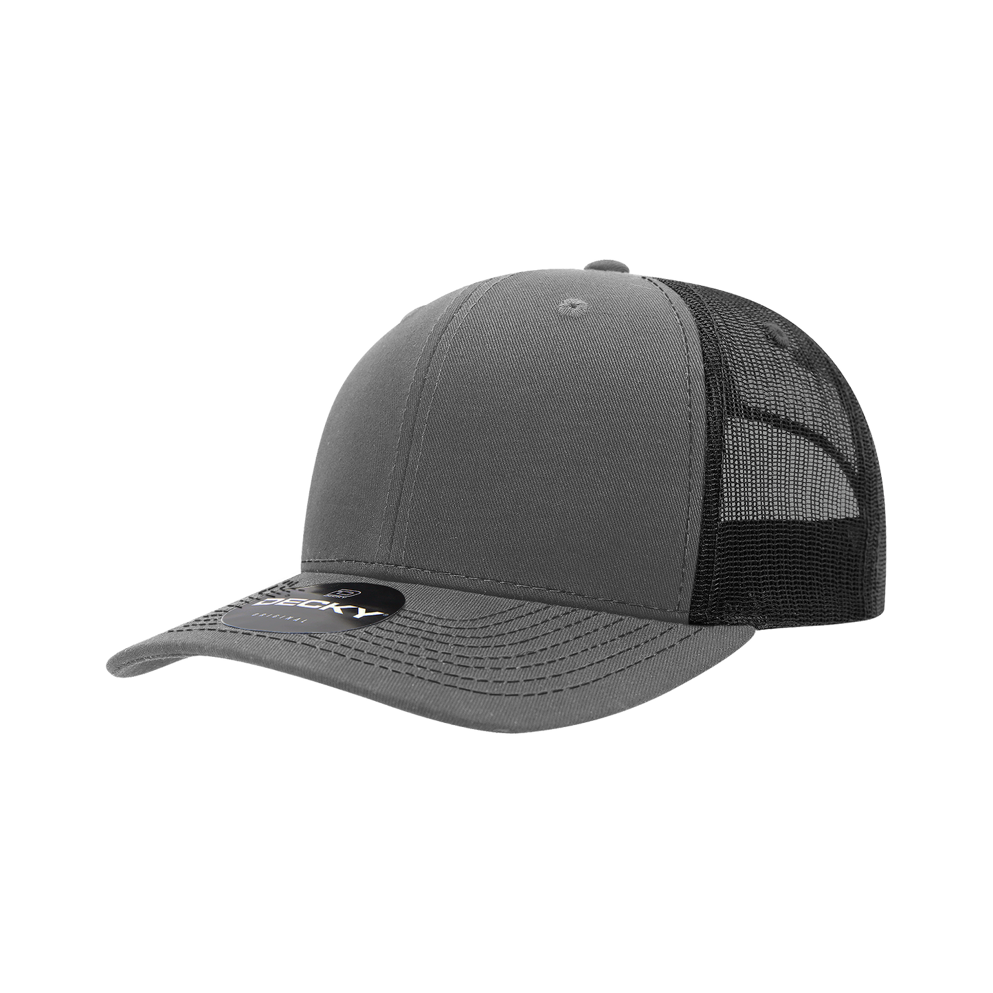 Decky-6031-6 Panel Mid Profile Structured Contra-Stitch Trucker