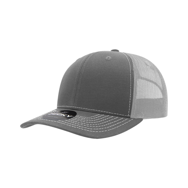 Decky-6031-6 Panel Mid Profile Structured Contra-Stitch Trucker - 4GREY/WHT