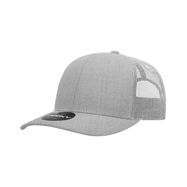 Decky-6031-6 Panel Mid Profile Structured Contra-Stitch Trucker - HEATHERGREY/LGREY