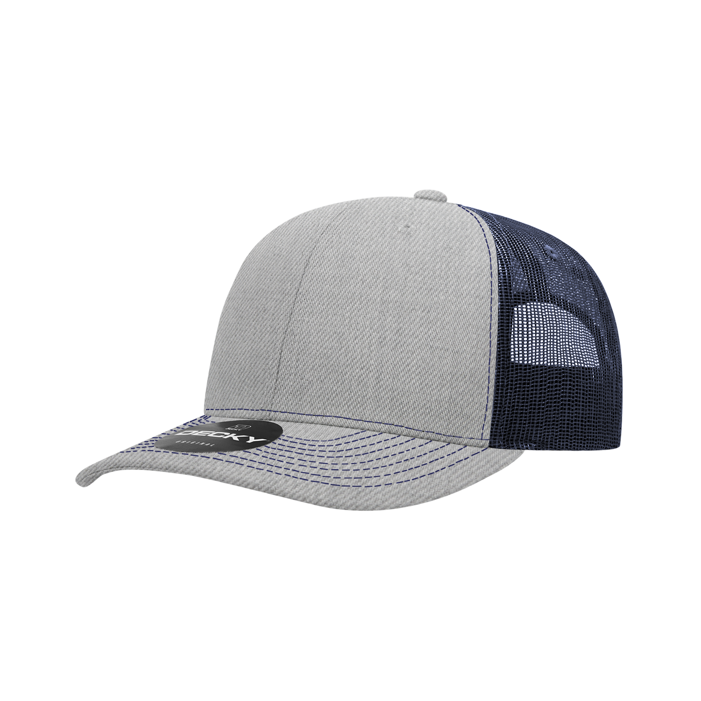 Decky-6031-6 Panel Mid Profile Structured Contra-Stitch Trucker