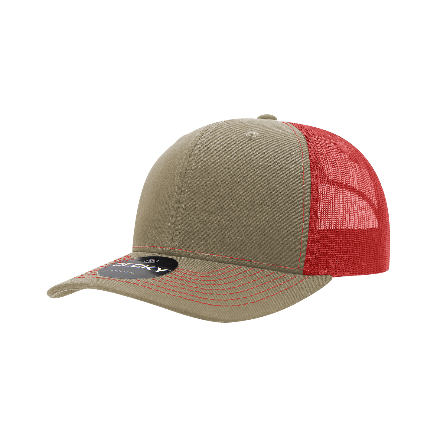 Decky-6031-6 Panel Mid Profile Structured Contra-Stitch Trucker