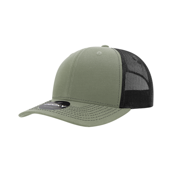 Decky-6031-6 Panel Mid Profile Structured Contra-Stitch Trucker - LODBLK
