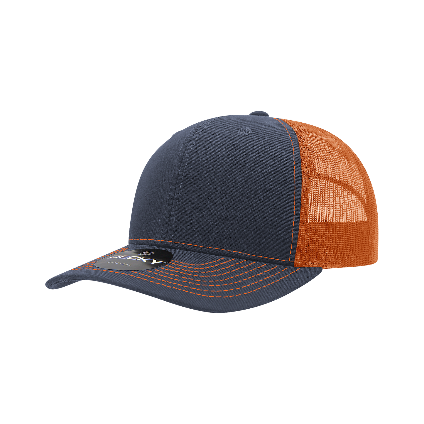 Decky-6031-6 Panel Mid Profile Structured Contra-Stitch Trucker