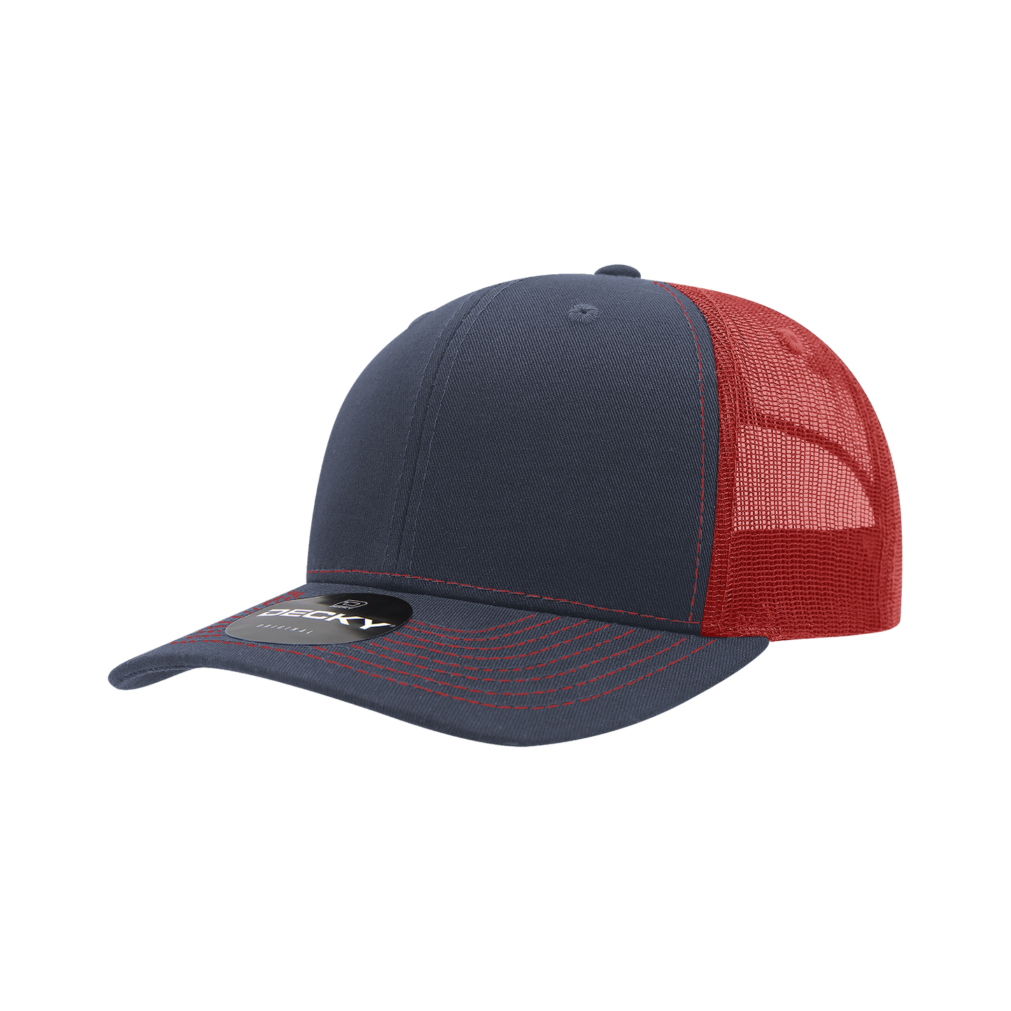 Decky-6031-6 Panel Mid Profile Structured Contra-Stitch Trucker