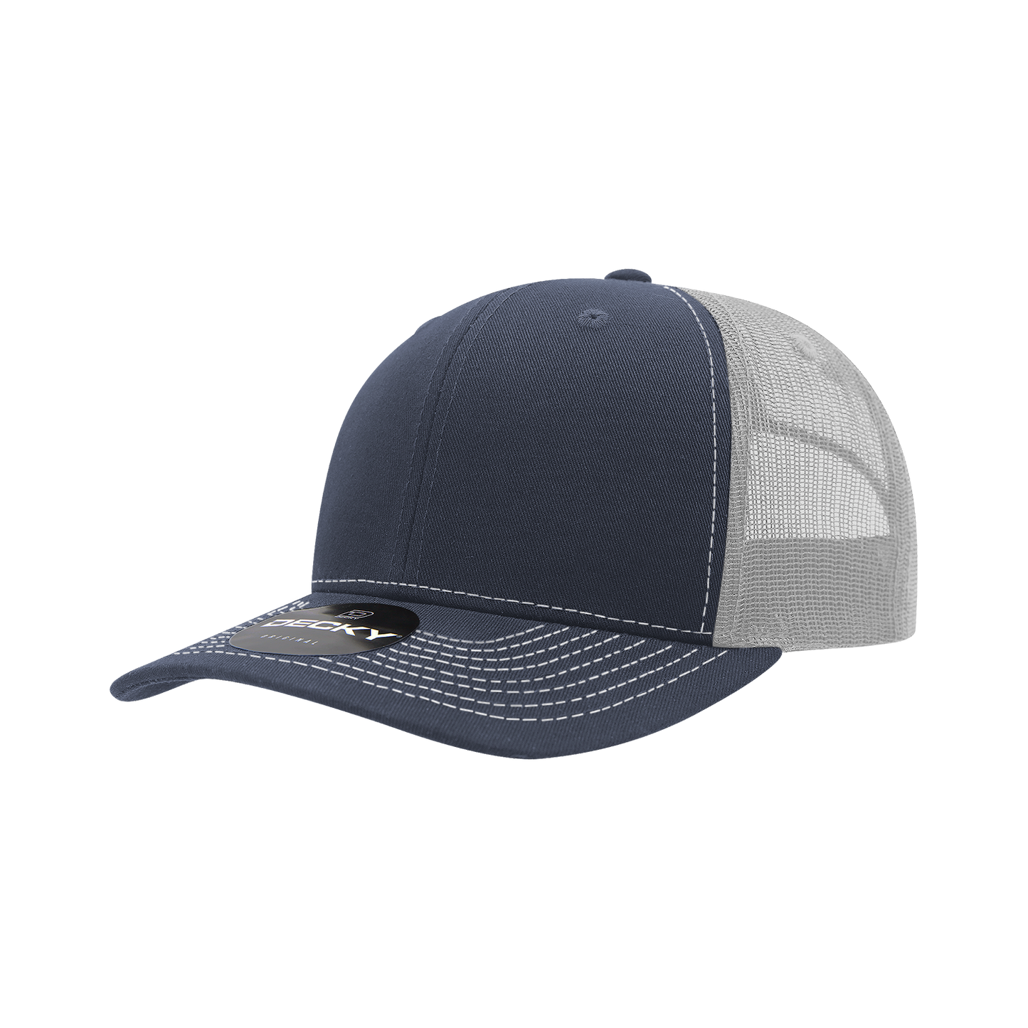 Decky-6031-6 Panel Mid Profile Structured Contra-Stitch Trucker