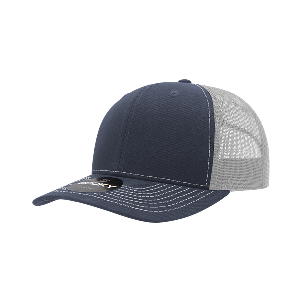 Decky-6031-6 Panel Mid Profile Structured Contra-Stitch Trucker - 4NAVY/WHITE