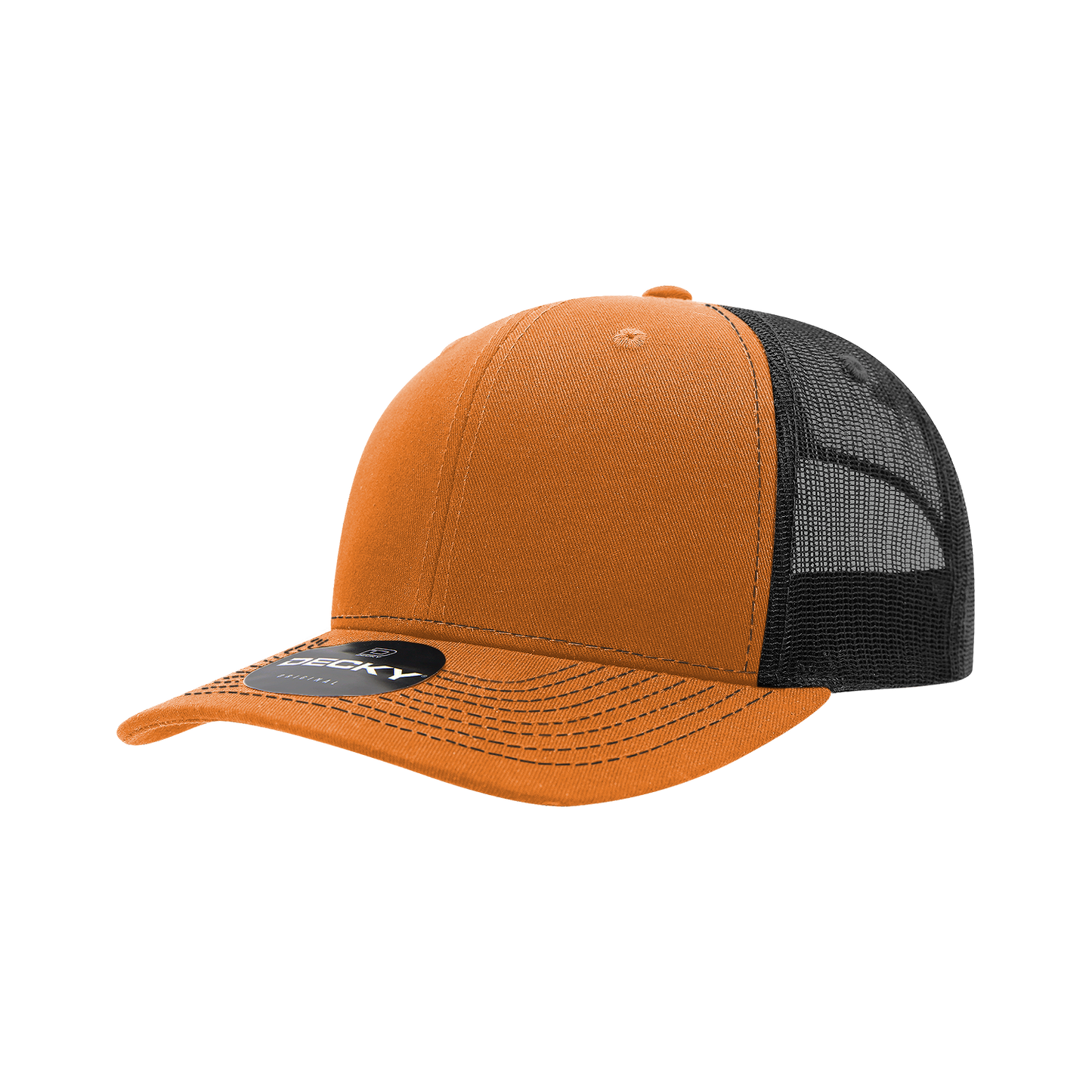 Decky-6031-6 Panel Mid Profile Structured Contra-Stitch Trucker