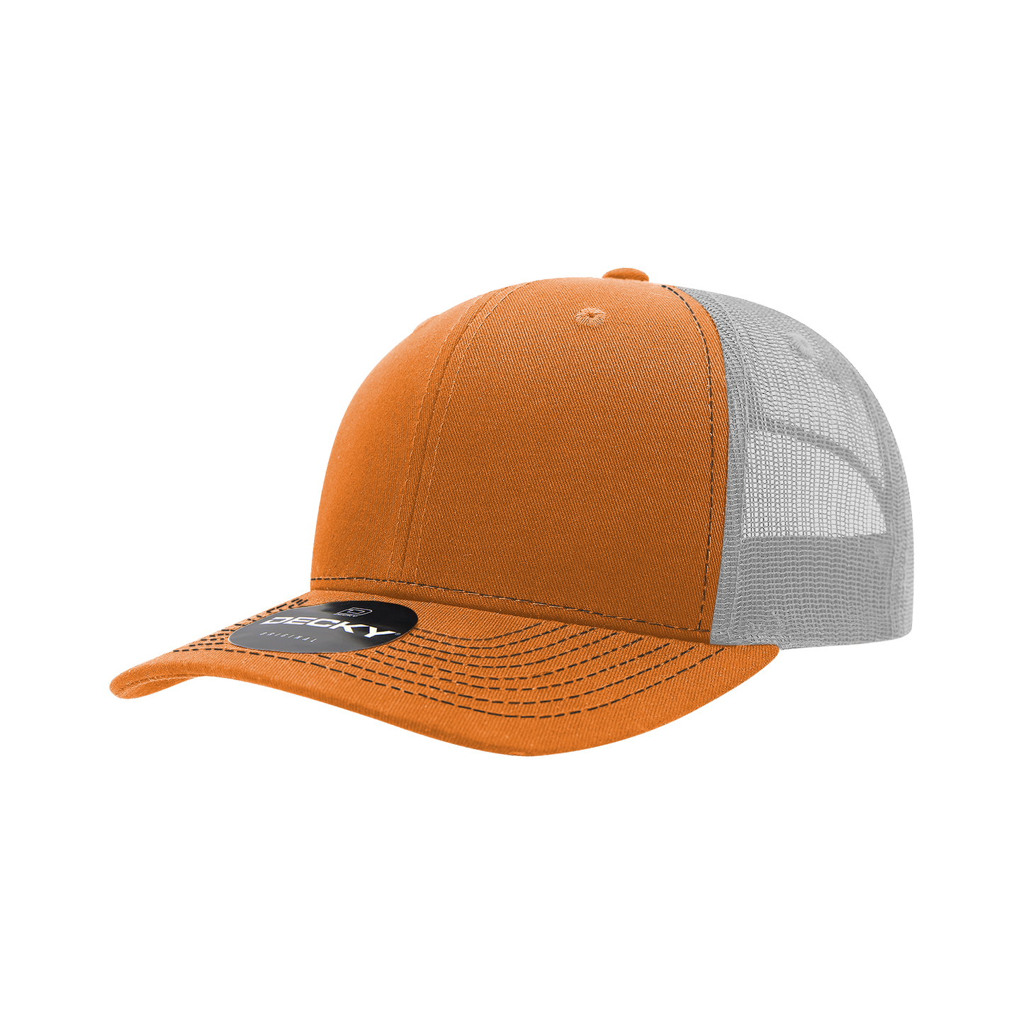 Decky-6031-6 Panel Mid Profile Structured Contra-Stitch Trucker
