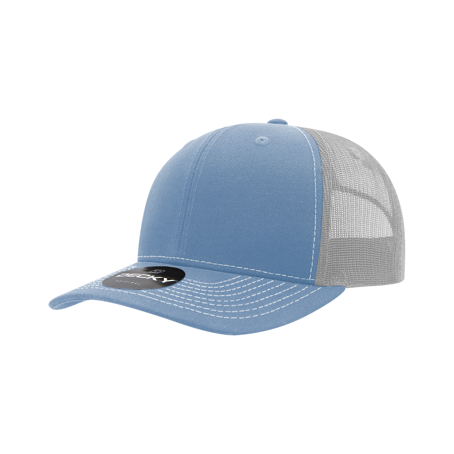 Decky-6031-6 Panel Mid Profile Structured Contra-Stitch Trucker