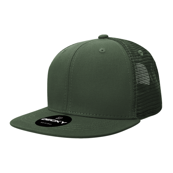 Decky-6033-6 Panel High Profile Structured Cotton Blend Trucker - Olive