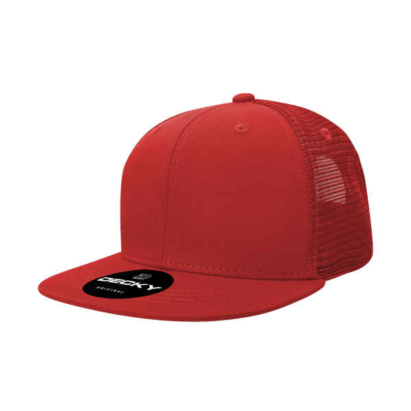 Decky-6033-6 Panel High Profile Structured Cotton Blend Trucker - RED