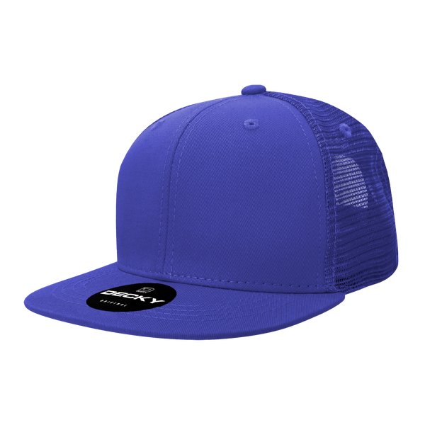 Decky-6033-6 Panel High Profile Structured Cotton Blend Trucker - Royal