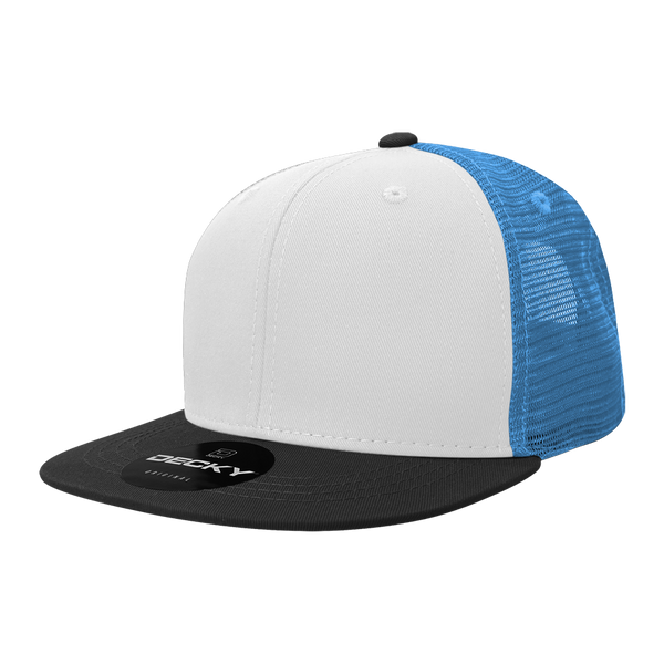 Decky-6033-6 Panel High Profile Structured Cotton Blend Trucker - BLKWHTSKY
