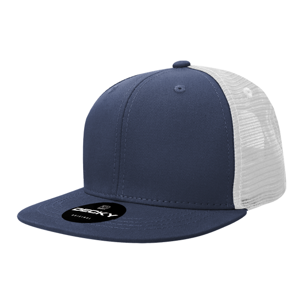 Decky-6033-6 Panel High Profile Structured Cotton Blend Trucker - NVYWHT
