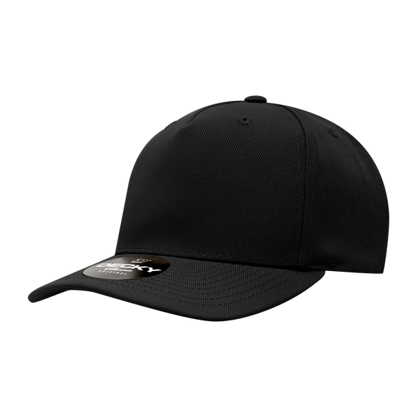 Decky-6038-5 Panel Mid Profile Structured Polyester Cap - Black
