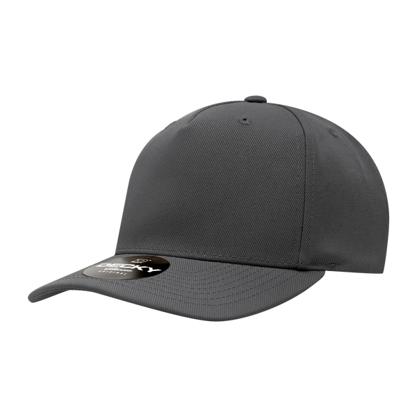 Decky-6038-5 Panel Mid Profile Structured Polyester Cap - Charcoal