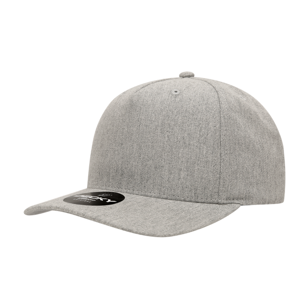 Decky-6038-5 Panel Mid Profile Structured Polyester Cap - Heather Grey