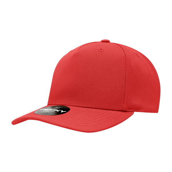 Decky-6038-5 Panel Mid Profile Structured Polyester Cap - RED