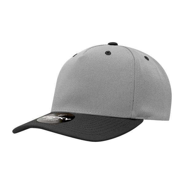 Decky-6038-5 Panel Mid Profile Structured Polyester Cap - Black/L Grey