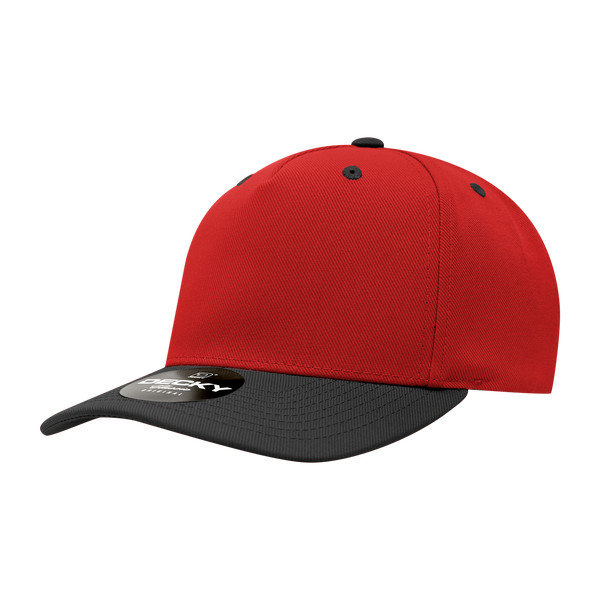 Decky-6038-5 Panel Mid Profile Structured Polyester Cap - Red/Black