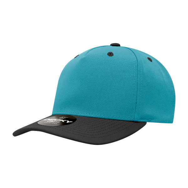 Decky-6038-5 Panel Mid Profile Structured Polyester Cap - Teal/Black