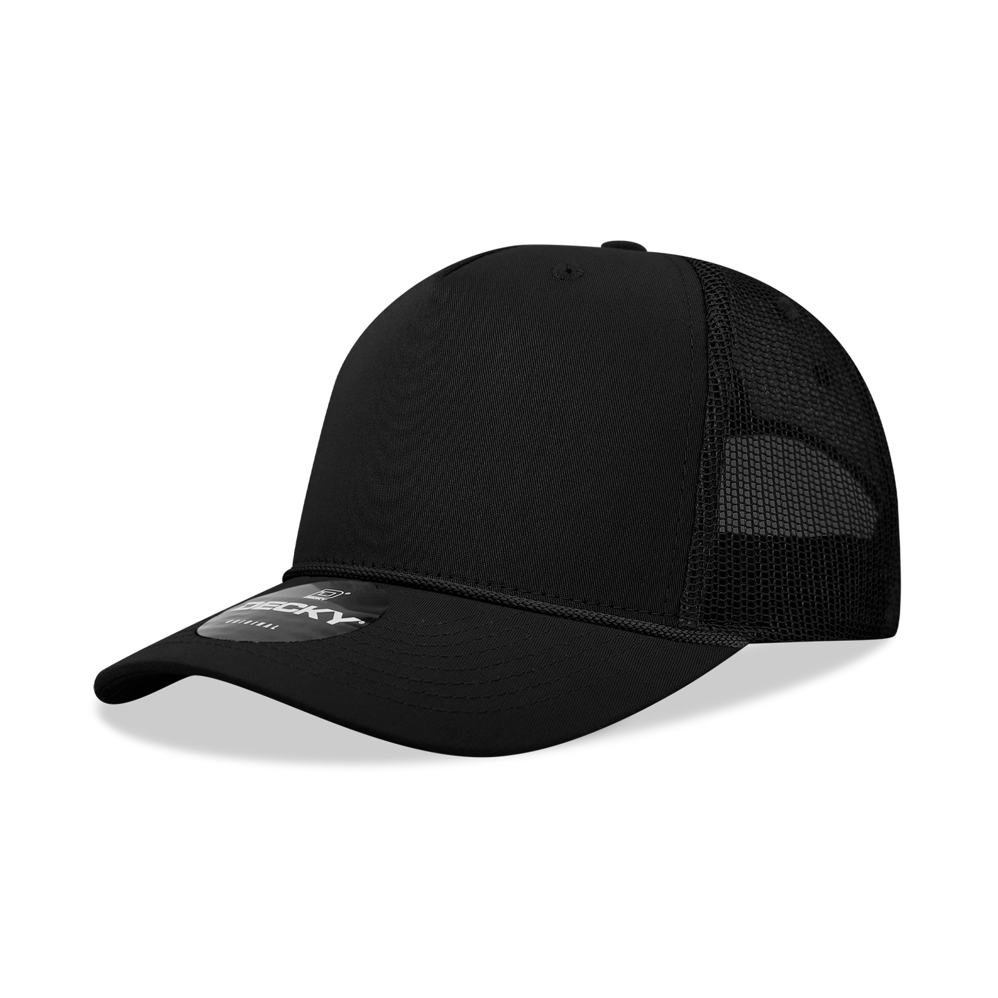 Decky-6040-5 Panel Mid Profile Structured Cotton/Poly Blend Trucker w/Rope