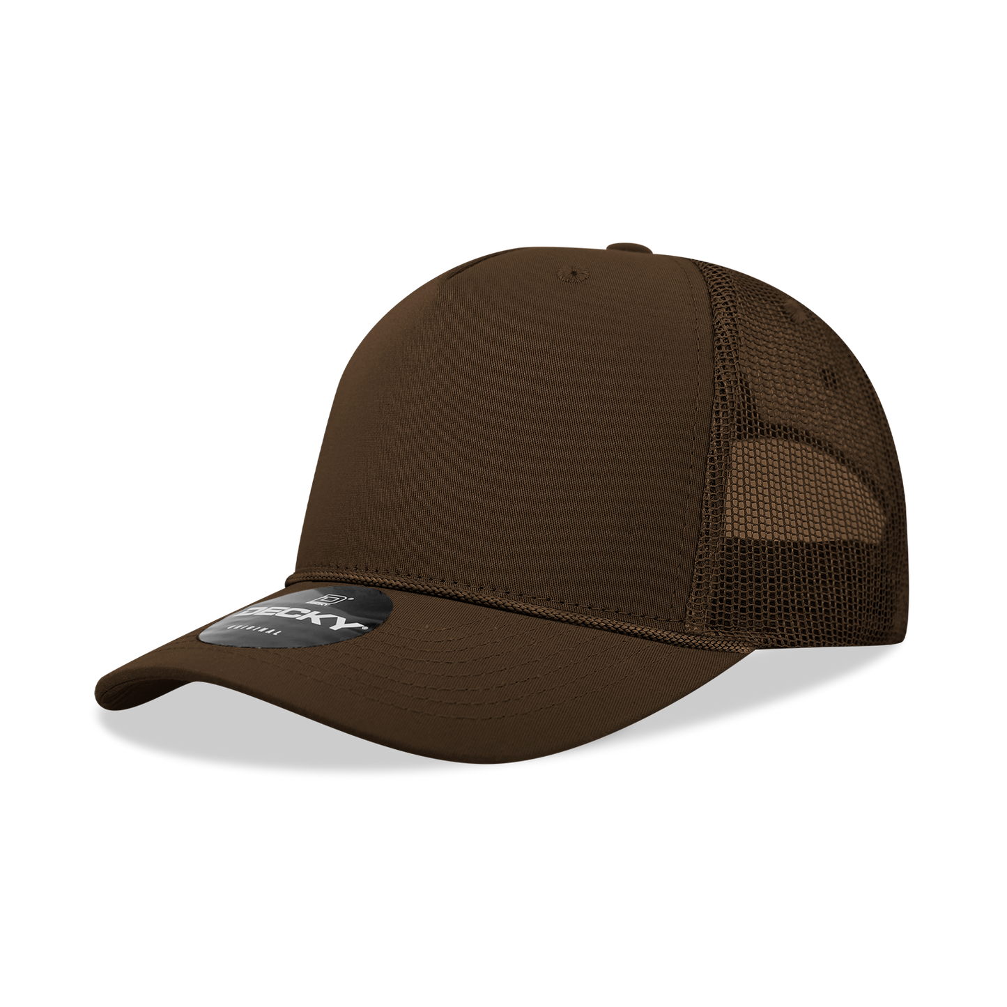 Decky-6040-5 Panel Mid Profile Structured Cotton/Poly Blend Trucker w/Rope