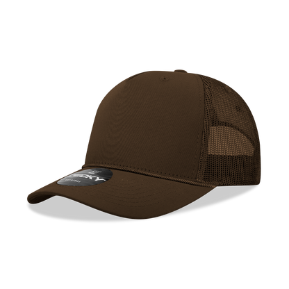 Decky-6040-5 Panel Mid Profile Structured Cotton/Poly Blend Trucker w/Rope
