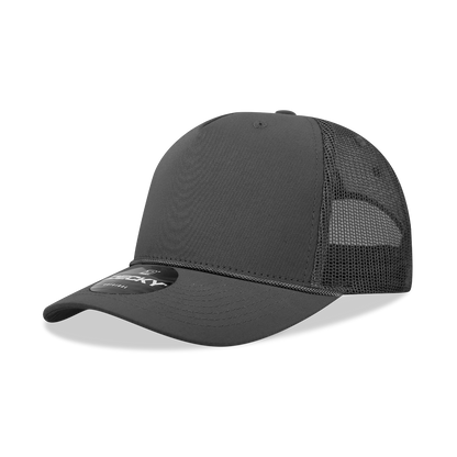 Decky-6040-5 Panel Mid Profile Structured Cotton/Poly Blend Trucker w/Rope