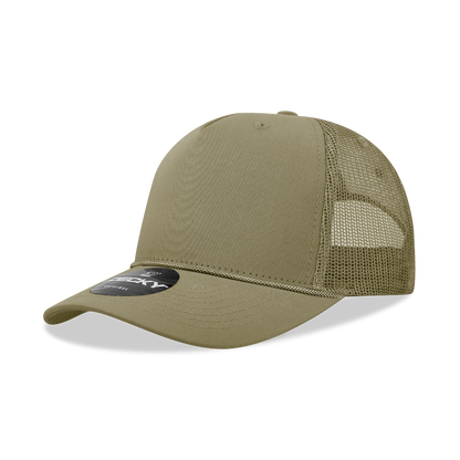 Decky-6040-5 Panel Mid Profile Structured Cotton/Poly Blend Trucker w/Rope